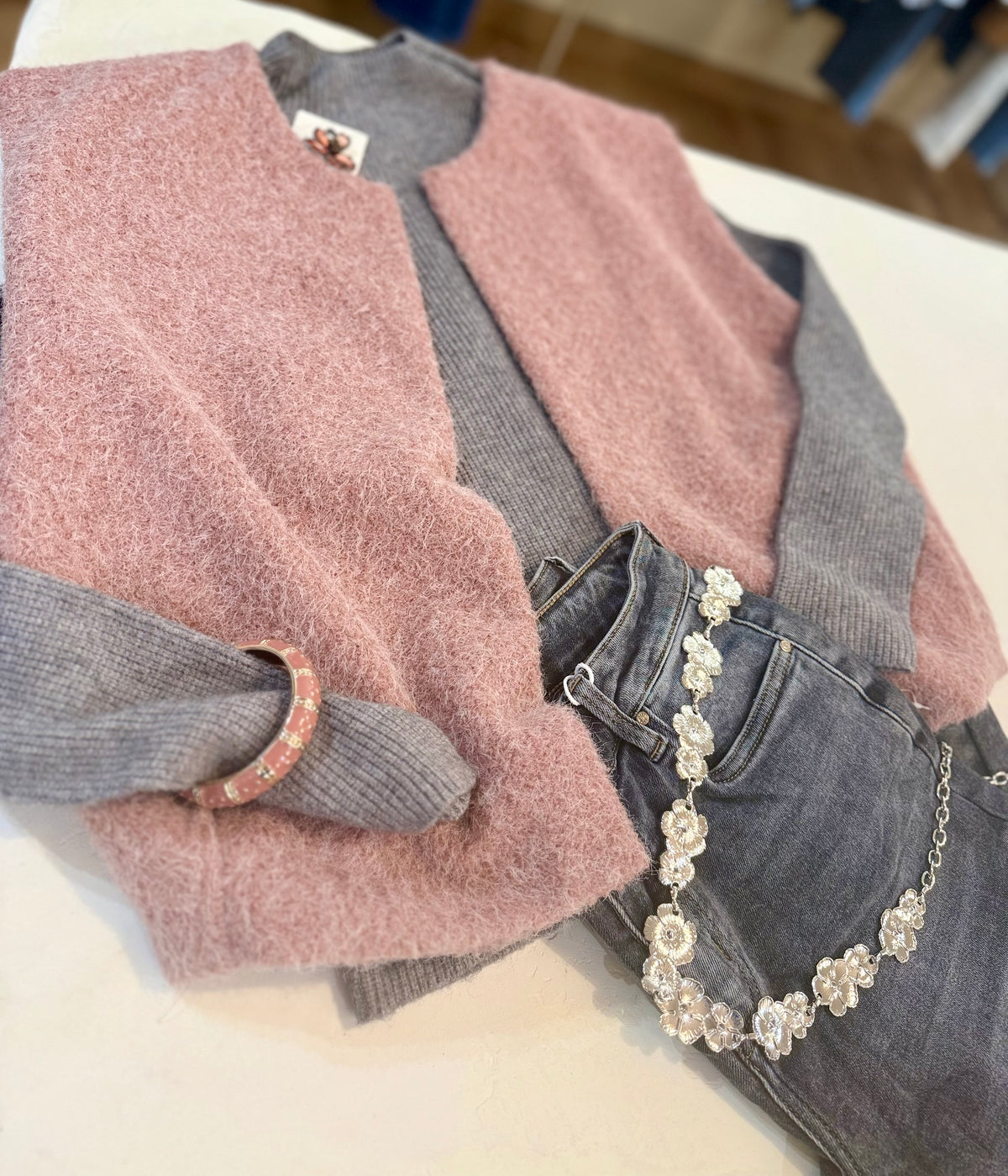 Veste sans manches FAUSTINE vieux rose