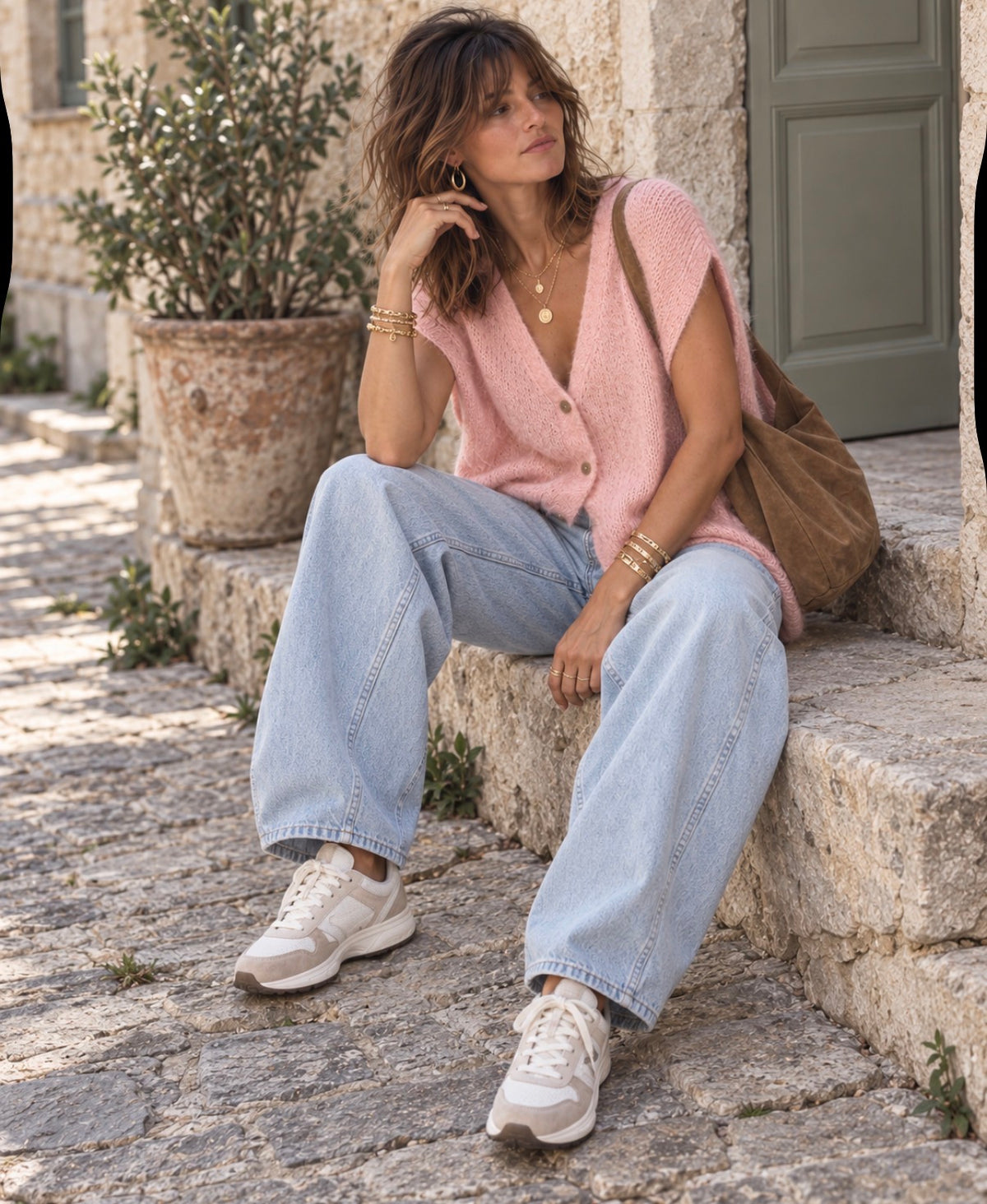 Gilet MURIEL - Loose - Rose pâle