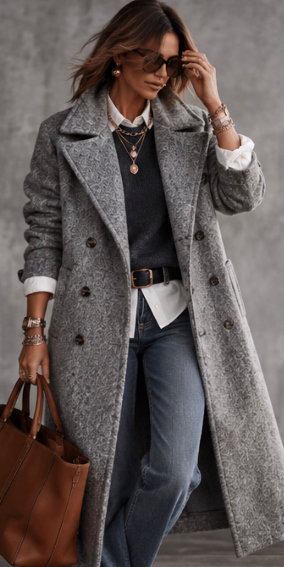 Manteau long MANON - Gris