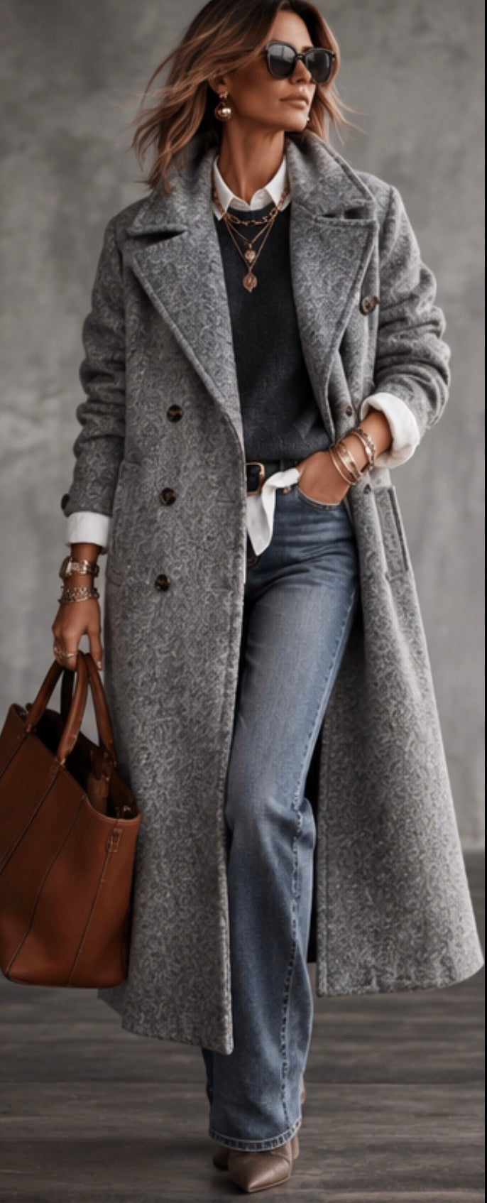 Manteau long MANON - Gris