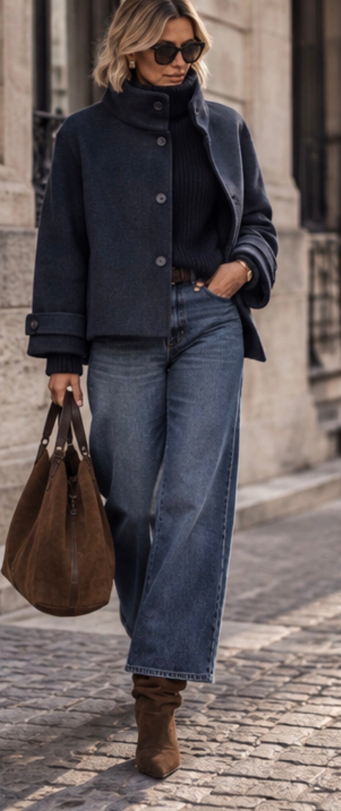 Manteau col montant-  MAUREEN - Marine
