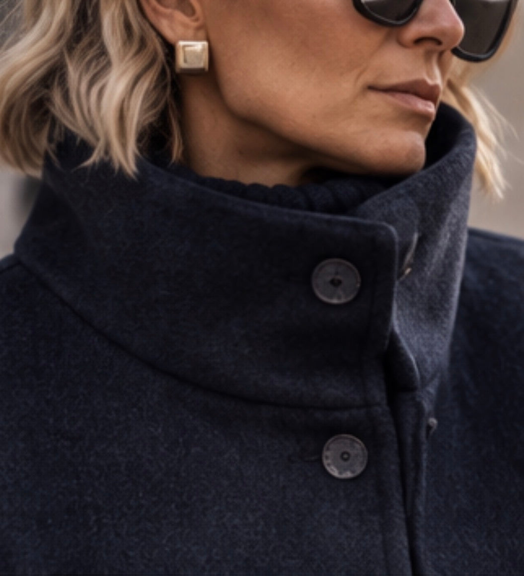 Manteau col montant-  MAUREEN - Marine