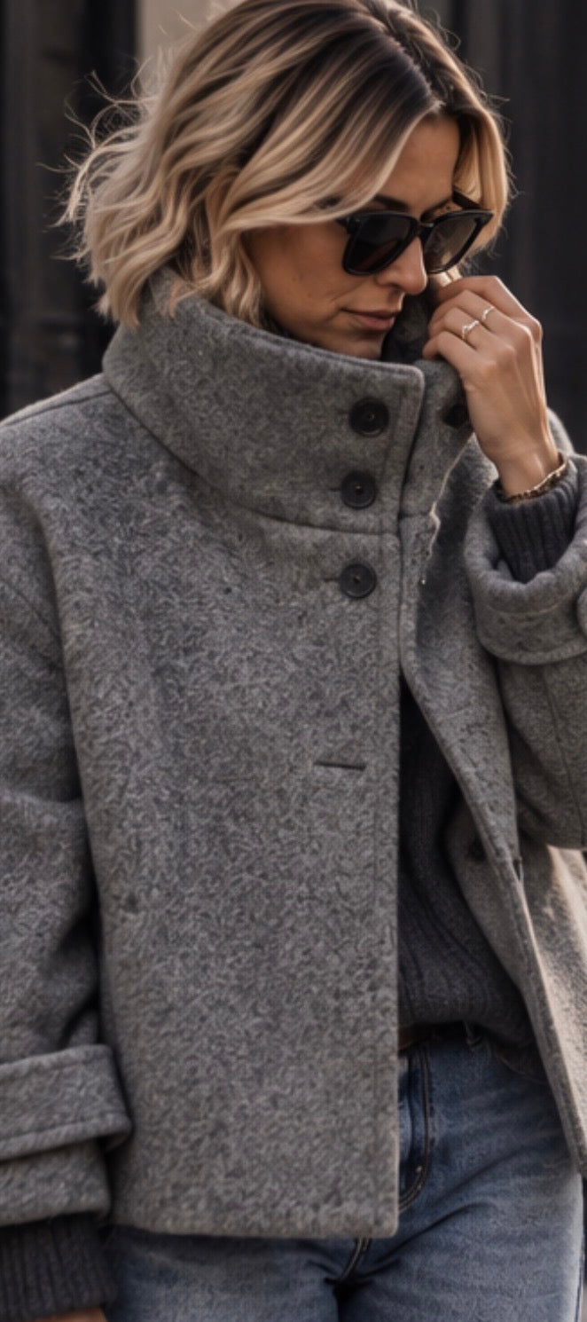 Manteau col montant-  MAUREEN - Gris