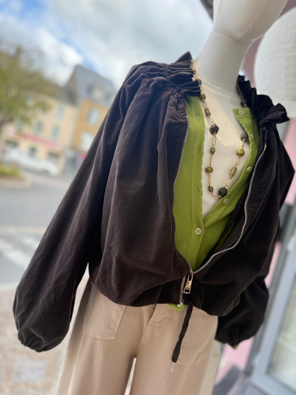Blouson velours - MARCELINE - Chocolat