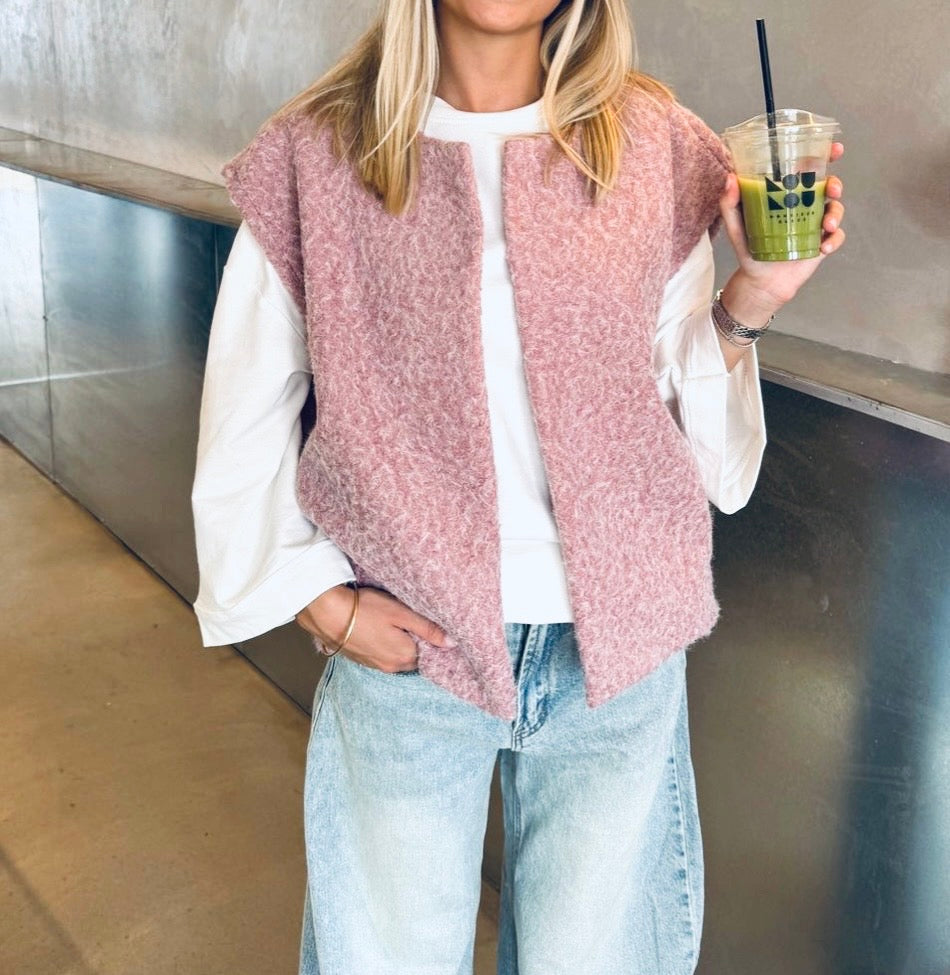 Veste sans manches  FAUSTINE vieux rose
