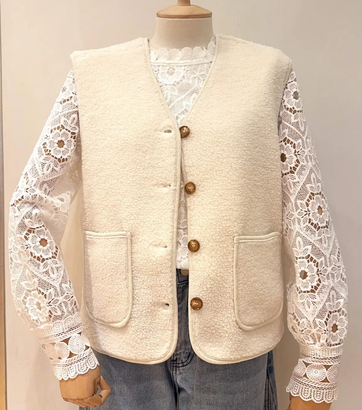 Gilet sans manches - BERANGERE - Ecru