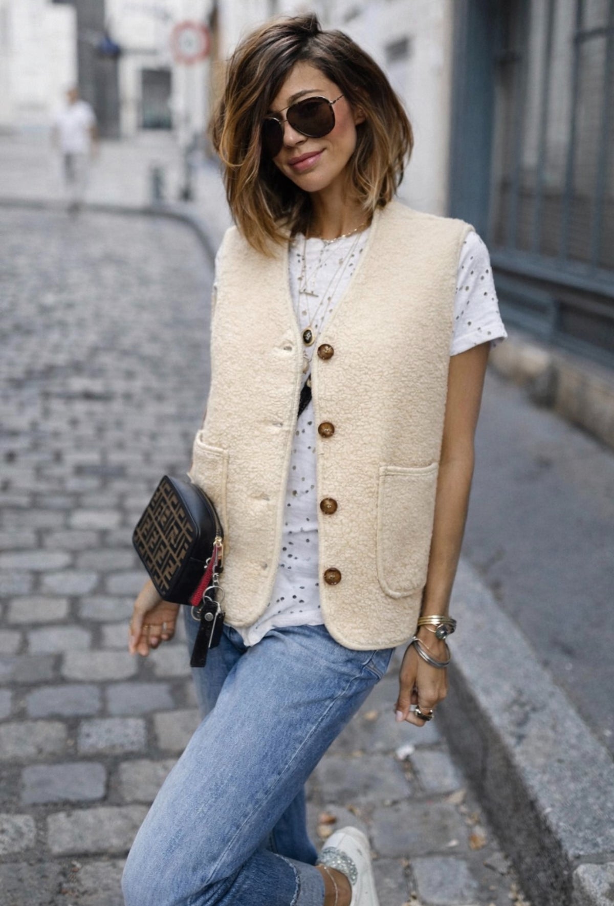 Gilet sans manches - BERANGERE - Ecru