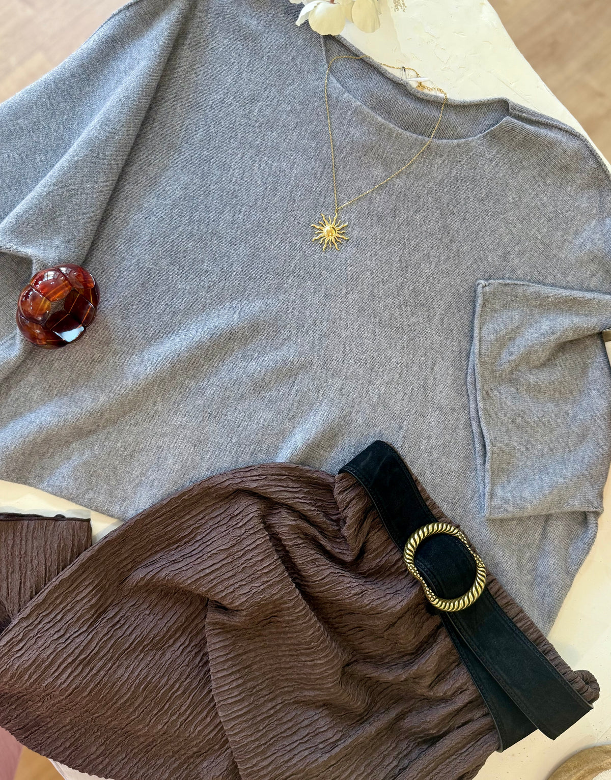 Pull oversize "MILA"- Douceur Italienne gris souris