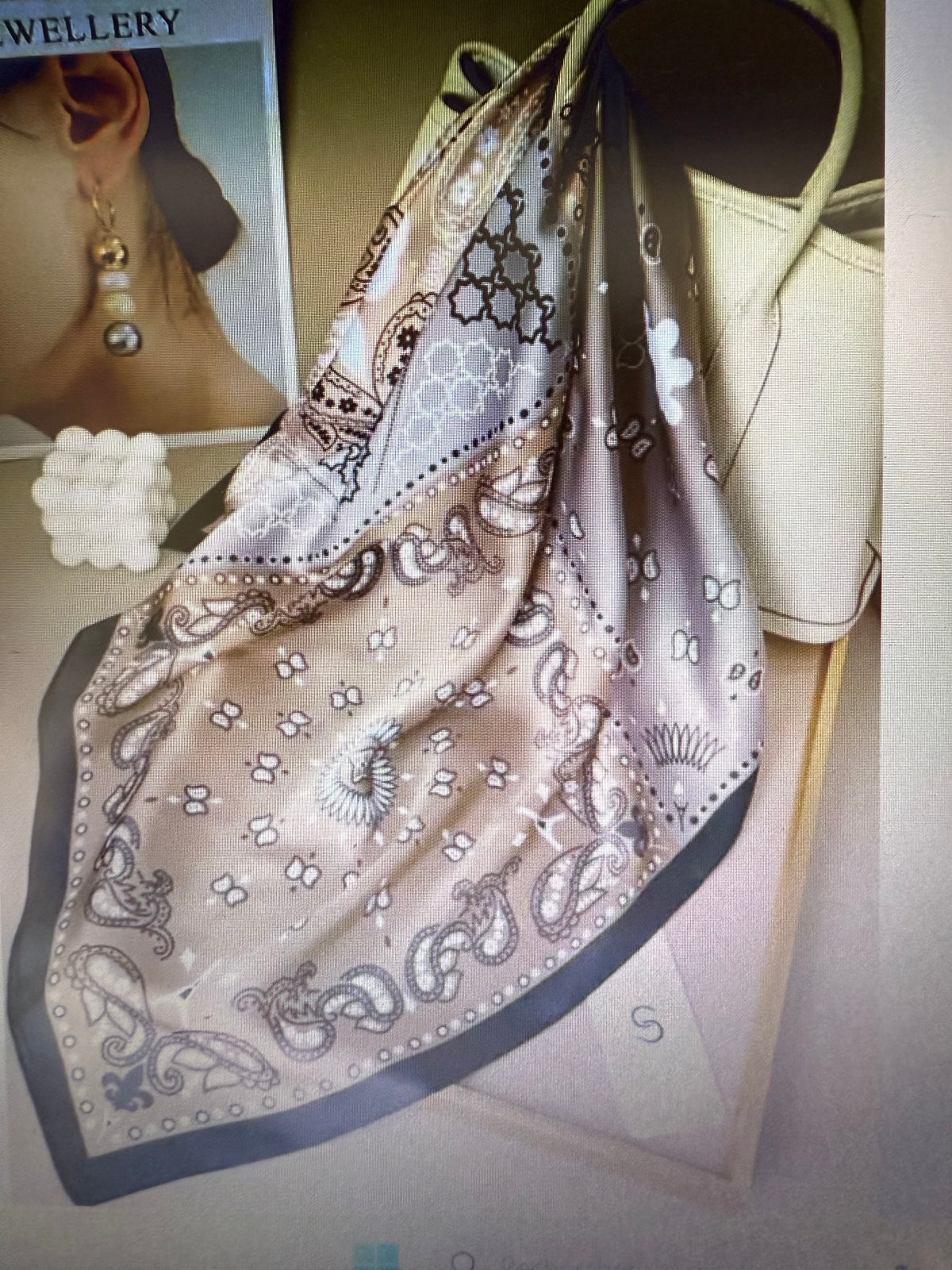 Foulard  carré imprimé - Beige